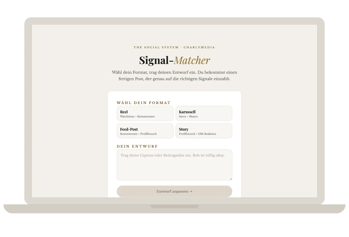Der Signal-Matcher auf einem Laptop
